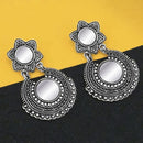 Jeweljunk Oxidised Plated Mirror Dangler Earrings  - 1316203B