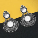 Jeweljunk Oxidised Plated Mirror Dangler Earrings - 1316204B
