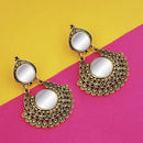 Jeweljunk Antique Gold Plated Mirror Dangler Earrings  - 1316207A