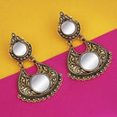 Jeweljunk Antique Gold Plated Mirror Dangler Earrings - 1316208A