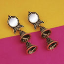 Jeweljunk Antique Gold Plated Mirror Jhumki Earrings - 1316226A