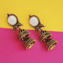 Jeweljunk Antique Gold Plated Mirror Jhumki Earrings - 1316228A