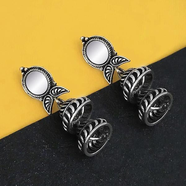 Jeweljunk Oxidised Plated Mirror Jhumki Earrings - 1316230B