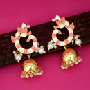 Kriaa Peach Meenakari Peacock Design Jhumka Earrings