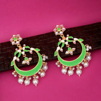 Kriaa Green Meenakari Gold Plated Chandbali Dangler Earrings