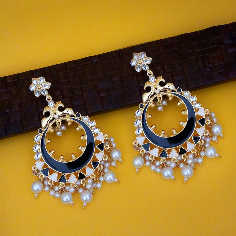 Kriaa Blue Meenakari Gold Plated Chandbali Earrings