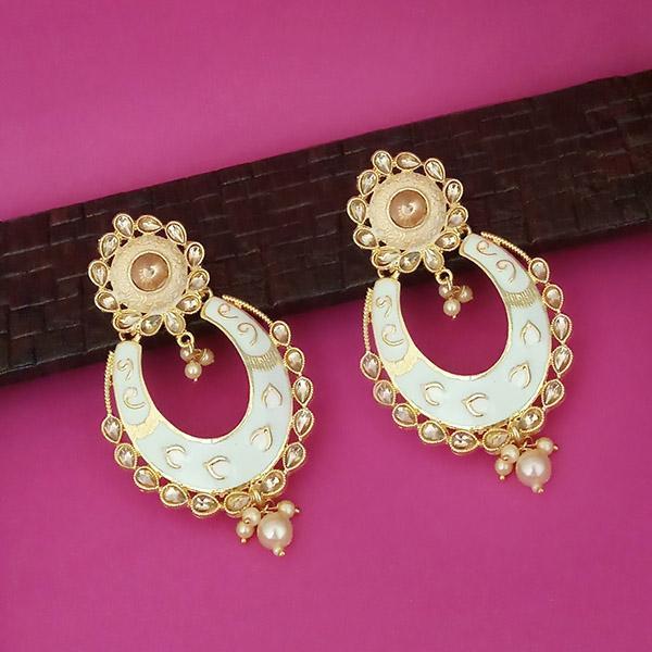 Kriaa Green Meenakari Kundan Dangler Earrings - 1316327G