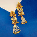 Kriaa Gold Plated Austrian Stone Pearl Dangler Earrings