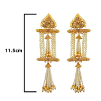 Kriaa Gold Plated Austrian Stone Pearl Dangler Earrings