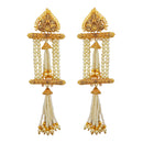 Kriaa Gold Plated Austrian Stone Pearl Dangler Earrings