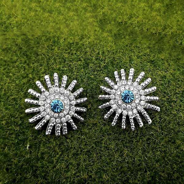 Kriaa Blue And White Austrian Stone Silver Plated Stud Earrings