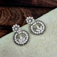 Kriaa Silver Plated White Austrian Stone Dangler Earrings