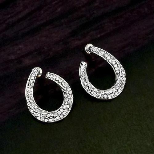 Kriaa Austrain Stone Silver Plated Stud Earrings