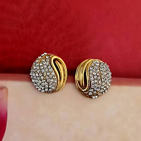 Kriaa White Austrian Stone Gold Plated Stud Earrings