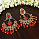 JD Arts Gold Plated Kundan Maroon Beads Dangler Earrings