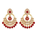 JD Arts Gold Plated Kundan Maroon Beads Dangler Earrings
