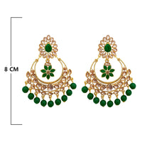 JD Arts Gold Plated Kundan Green Beads Dangler Earrings