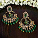 JD Arts Gold Plated Kundan Green Beads Dangler Earrings