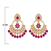 JD Arts Gold Plated Kundan Pink Beads Dangler Earrings