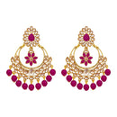 JD Arts Gold Plated Kundan Pink Beads Dangler Earrings