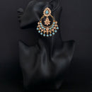 JD Arts Gold Plated Kundan Blue Beads Dangler Earrings