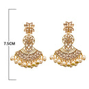 JD Arts Floral Kundan Golden Dangler Earrings
