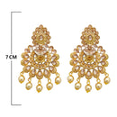 JD Arts Gold Plated White Beads Kundan Stone Dangler Earring