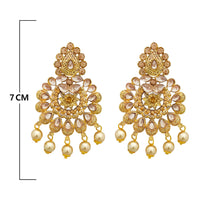 JD Arts Gold Plated White Beads Kundan Stone Dangler Earring