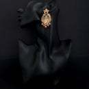 JD Arts Antique Gold Plated Kundan Peach Beads Dangler Earrings