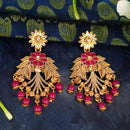 JD Arts Antique Gold Plated Kundan Pink Beads Dangler Earrings