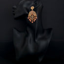 JD Arts Antique Gold Plated Kundan Peach Beads Dangler Earrings