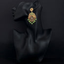 JD Arts Antique Gold Plated Kundan Green Beads Dangler Earrings
