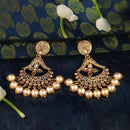 JD Arts Antique Gold Plated Brown Kundan Dangler Earrings - 1317626A
