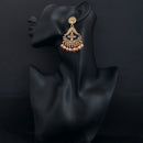 JD Arts Antique Gold Plated Kundan Peach Beads Dangler Earrings