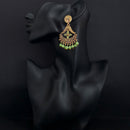 JD Arts Antique Gold Plated Kundan Green Beads Dangler Earrings