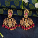 JD Arts Antique Gold Plated Kundan Pink Beads Dangler Earrings - 1317627D