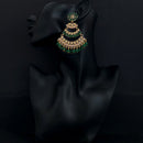 JD Arts Antique Gold Plated Kundan Green Beads Dangler Earrings