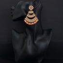 JD Arts Antique Gold Plated Kundan Peach Beads Dangler Earrings