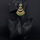 JD Arts Antique Gold Plated Kundan Green Beads Dangler Earrings