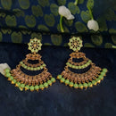 JD Arts Antique Gold Plated Kundan Green Beads Dangler Earrings