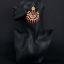 JD Arts Antique Gold Plated Kundan Pink Beads Dangler Earrings