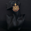 JD Arts Antique Gold Plated Kundan Peach Beads Dangler Earrings