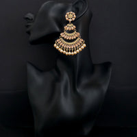 JD Arts Antique Gold Plated Brown Kundan Dangler Earrings