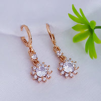 JB Arts Rose Gold Plated AD Stone Dangler Earrings