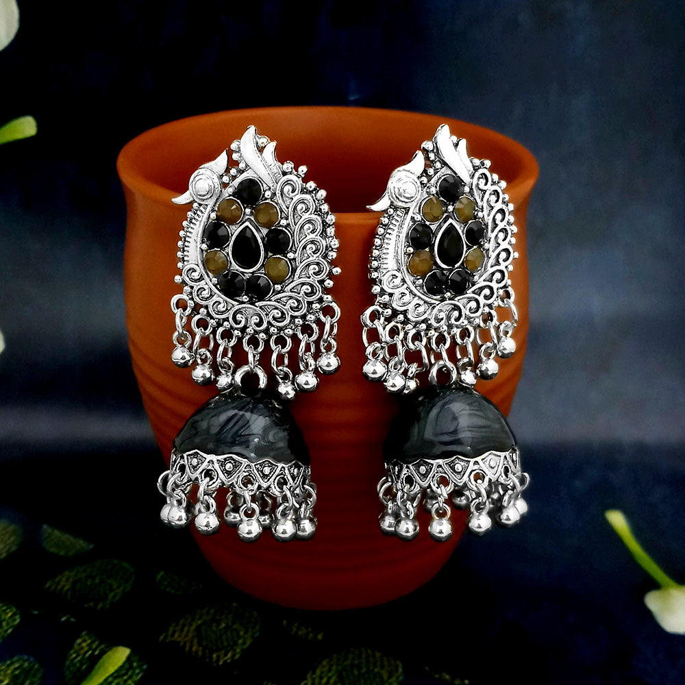 JewelJunk Black Oxidized Plated Jhumka