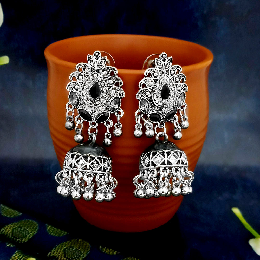 JewelJunk Black Oxidized Plated Jhumka