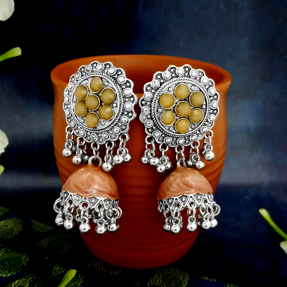 JewelJunk Brown Oxidized Plated Jhumka