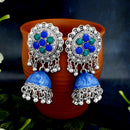 JewelJunk Blue Oxidized Plated Jhumka