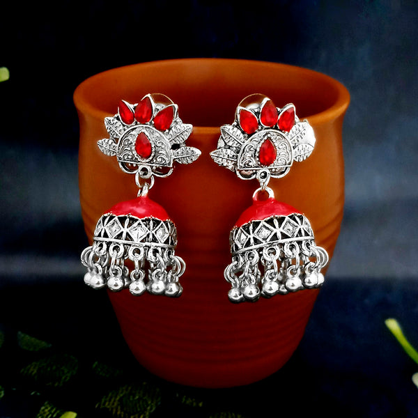 Indian Bollywood Gold Plated Jhumka Earrings With Red Beads | eBay