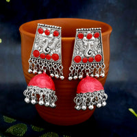 JewelJunk Red Oxidized Plated Jhumka